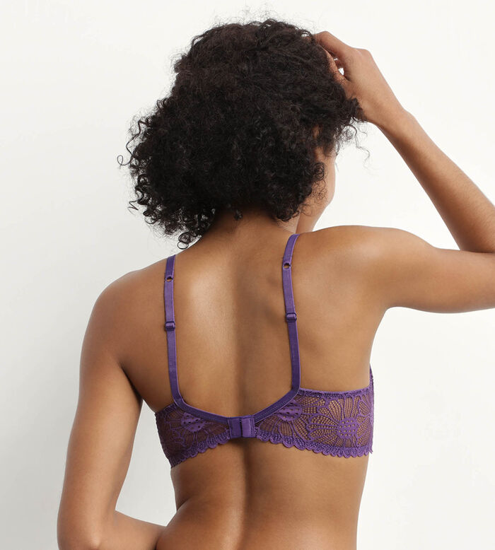 High-waisted microfibre and lace knickers in Violet DIM Fleur