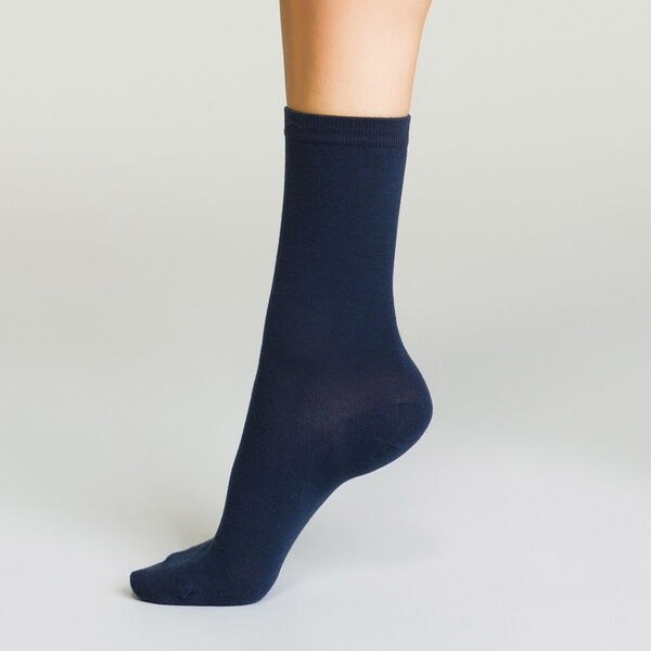 Pack Of Womens Basic Cotton Ankle Socks Navy Blue