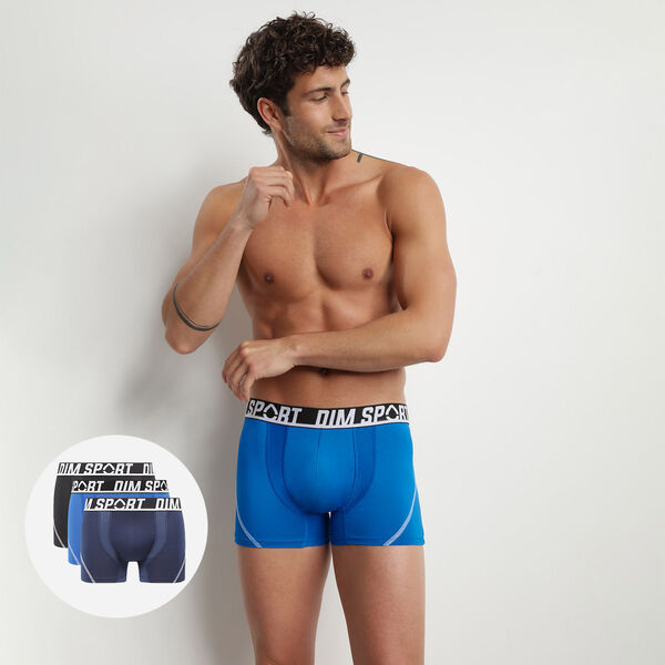 Pack of 3 men's Blue Dim Sport thermo-regulating microfibre boxers