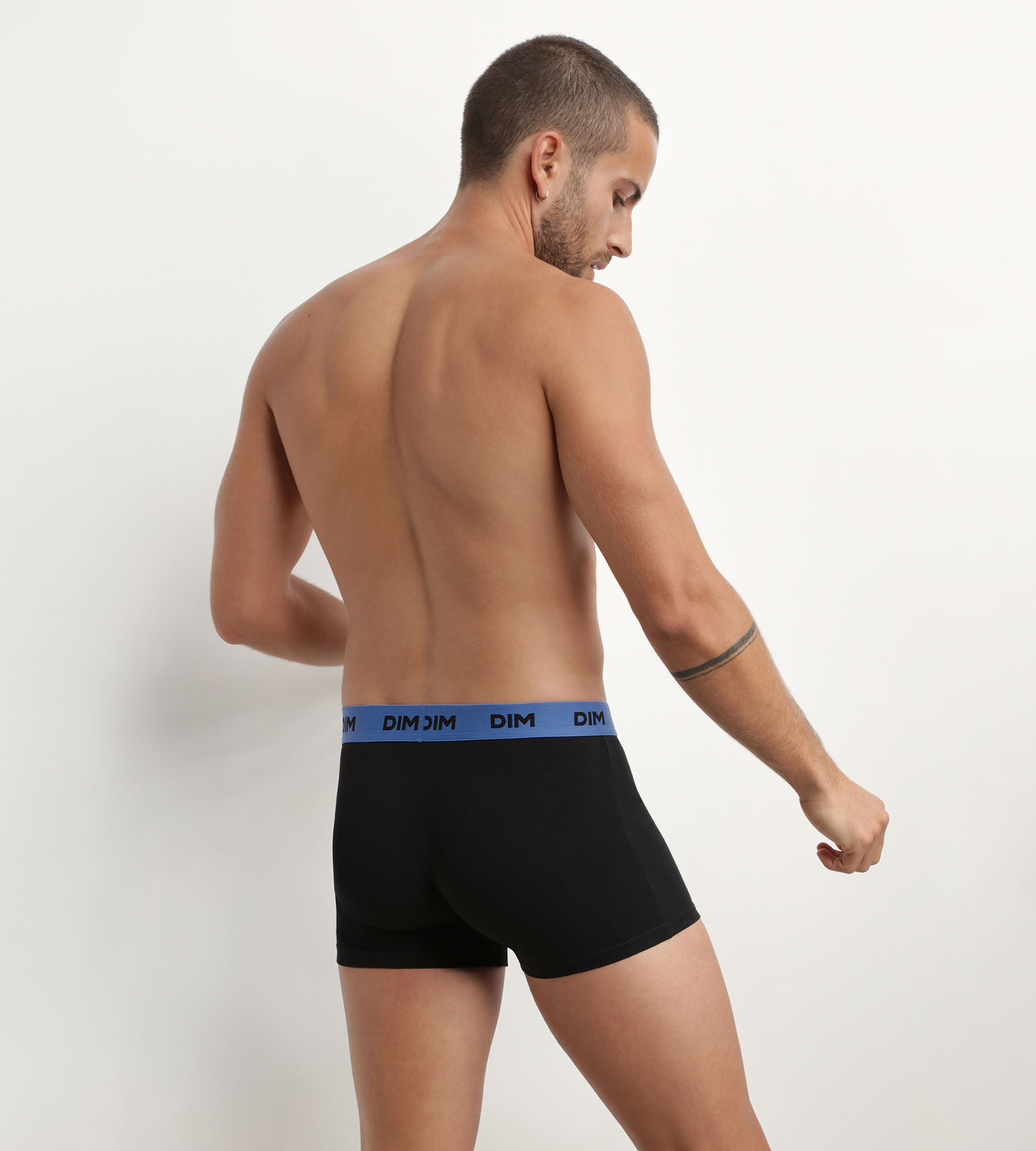 Pack of 3 black men s boxers with coloured waistband Mimosa Purple