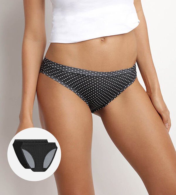 3-pack Invisible Thong Briefs - Dark gray/white/green - Ladies