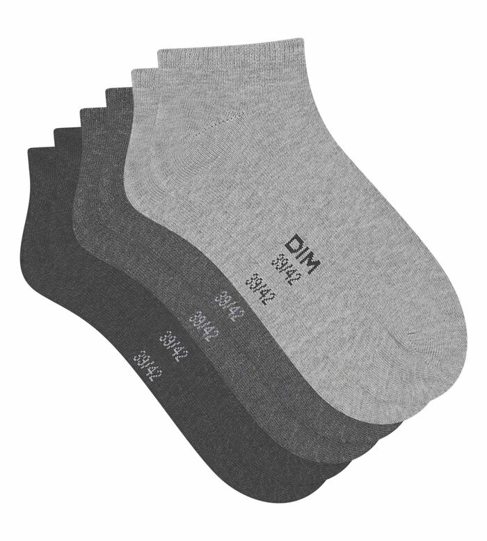 3er-Pack graue Damen-Sneakersocken aus Baumwolle - DIM Cotton, , DIM