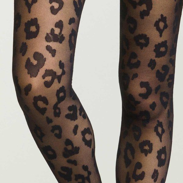 Women's black tights with knitted Leopard print