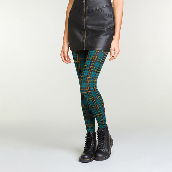 New Green Plaid Patterned Tights