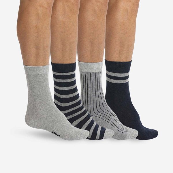 3pairs Men Striped Print Fashionable Crew Socks For Daily Life