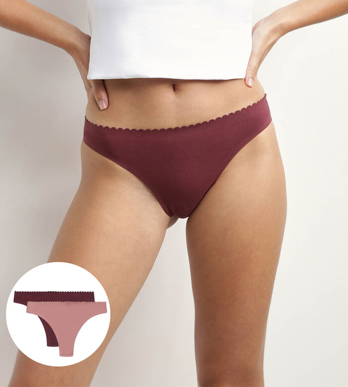  2 Pack Women's Thongs Print Underwear Elegant Plus