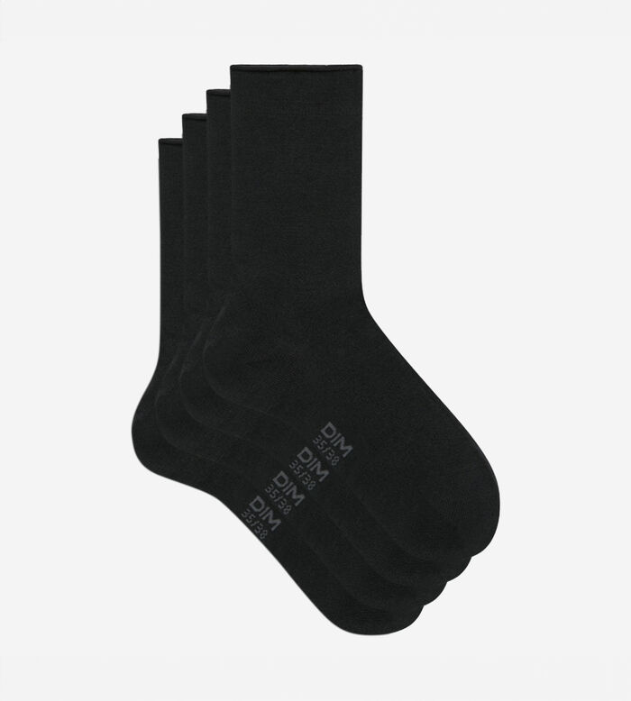 Plain black socks in soft wool for women