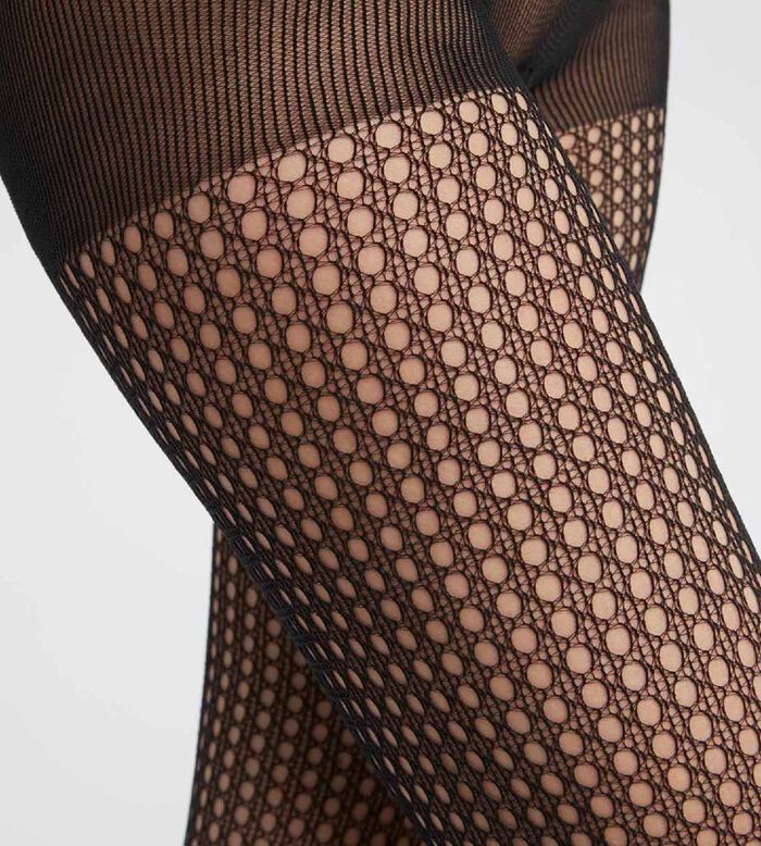 Black Cracked Fishnet Tights for Adults, 1 Count