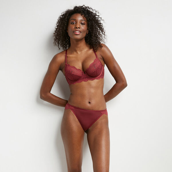 Camio Mio Push-Up Plunge Bra 36DDD, Maroon/Barely There at  Women's  Clothing store