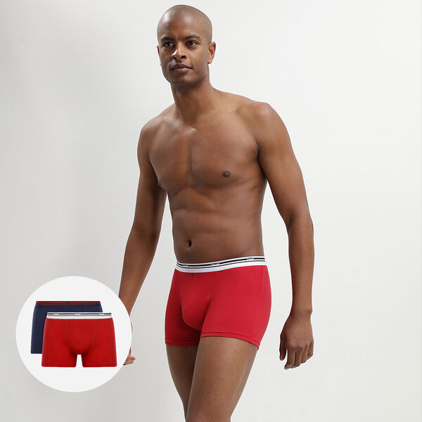 2 Pack stretch cotton trunks Lava Red and Denim Blue Daily Colors
