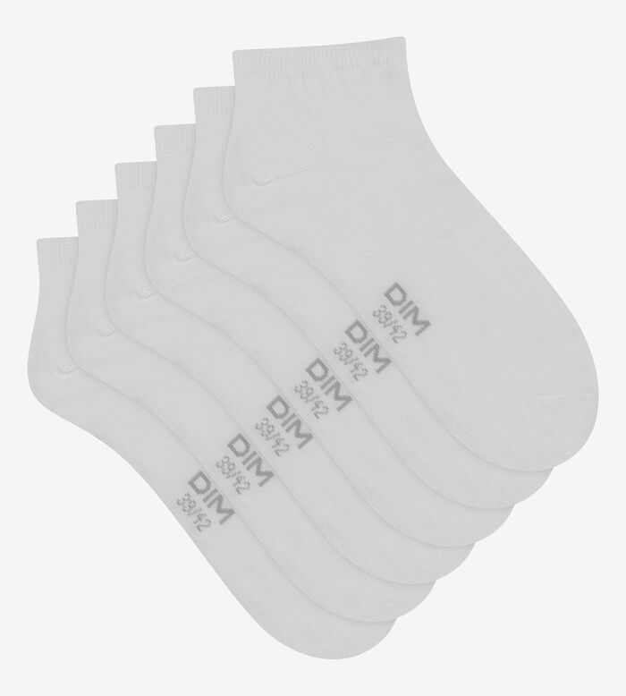 Pack of 3 Pairs of Men's Short Socks White Dim Cotton, , DIM