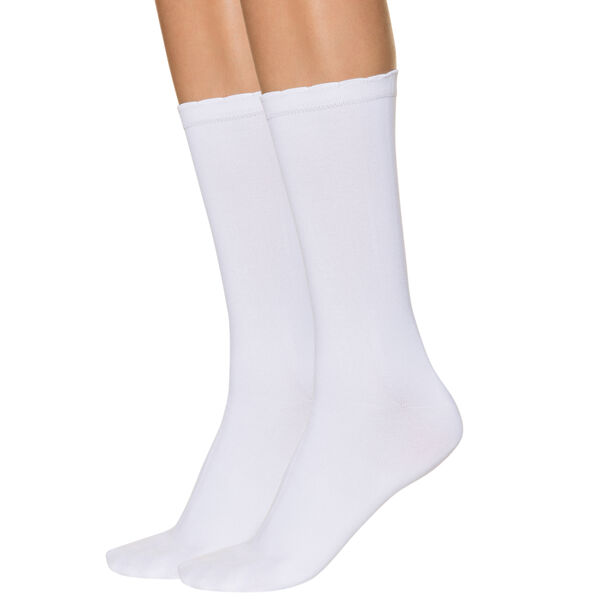 Pack of 2 pairs of women's second skin mid calf socks in white