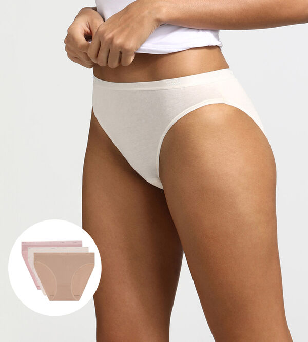 Pack of 3 pairs of Les Pockets Coton knickers in nude/pink/pearl