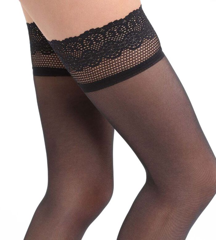 Dim Sexy Women's garter effect tights in voile and lace