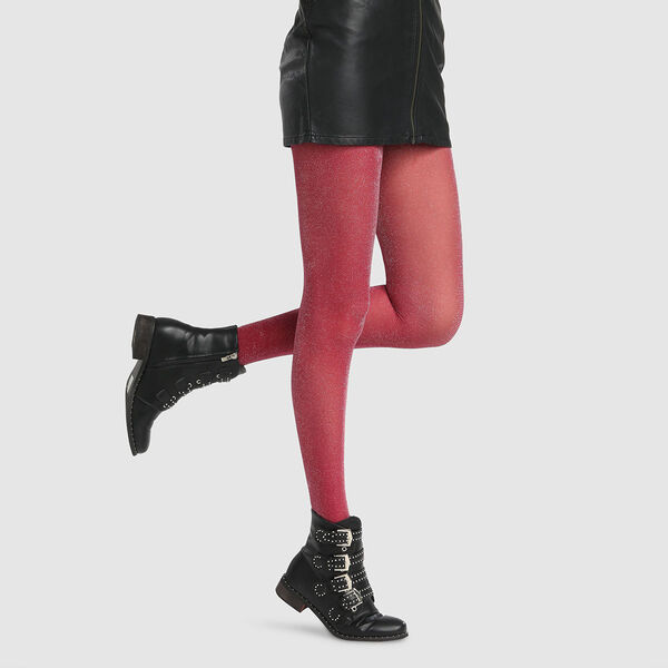 Dim Style 23D fancy tights in dark pink lurex