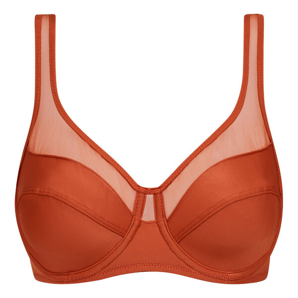 Women's knickers in microfibre and tulle colour Terracotta Generous Dim