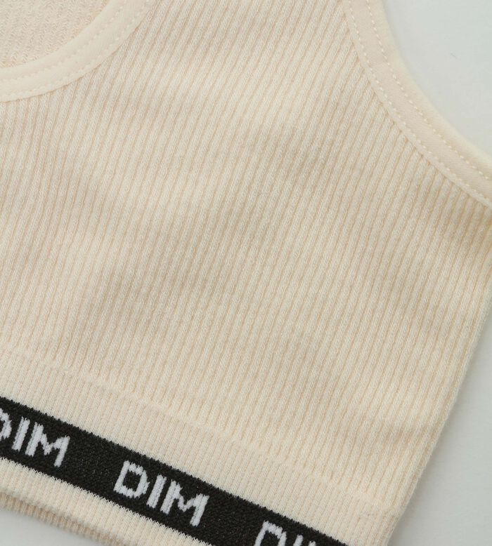 Girls' ribbed fabric bralette in Beige Ivory Dim Icons, , DIM