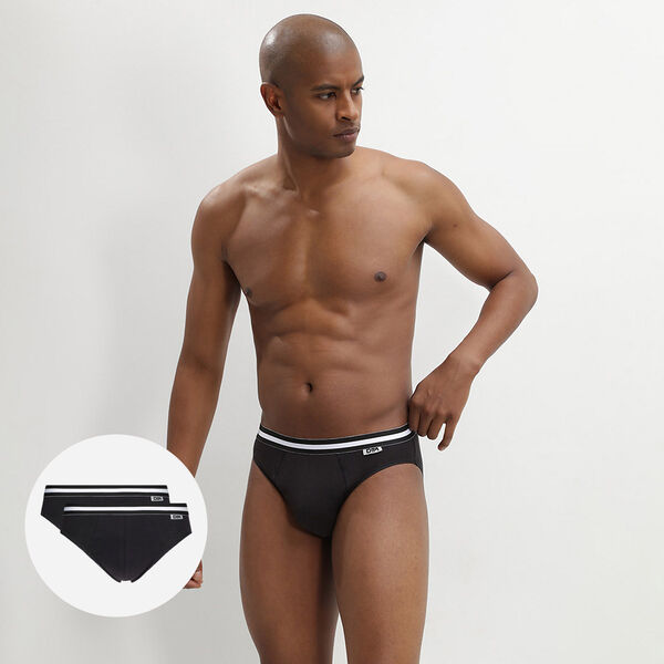 Pack of 3 pairs of black stretch cotton briefs for men