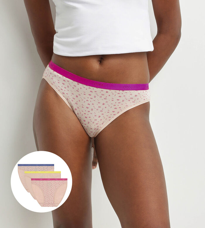 Pack of 3 fluorescent stretch cotton knickers Les Pockets, , DIM