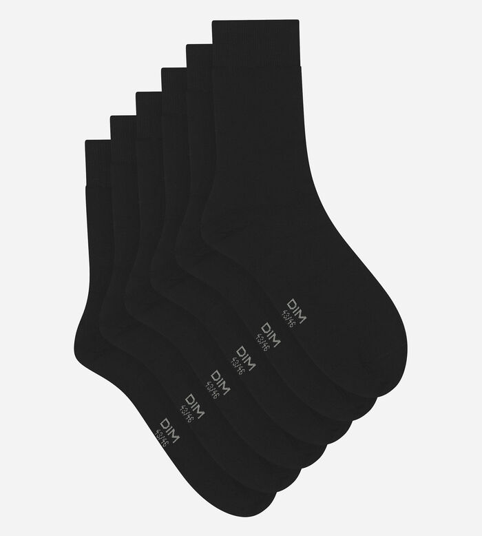 Pack of 3 Pairs of Men's Socks Black Dim Cotton, , DIM