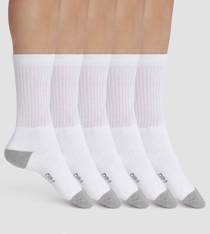 Pack of 5 pairs of EcoDim Sport Men's White and Grey Socks, , DIM