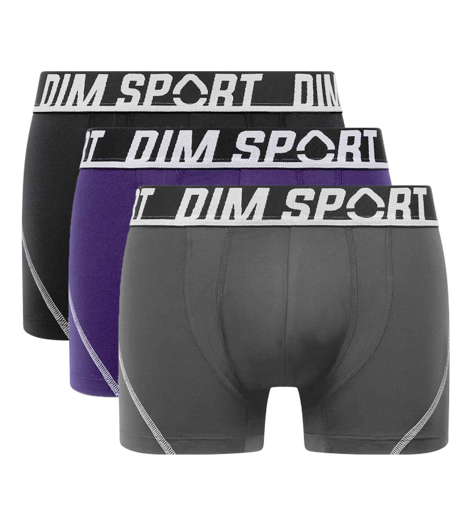 Pack of 3 men s Purple Dim Sport thermo regulating microfibre boxers