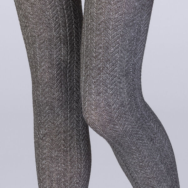 Yarn Dyed Cable Knit Tights Spring Winter Charcoal Gray Mauve