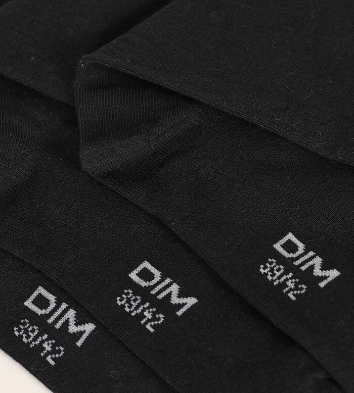 Pack of 3 Pairs of Men's Black Dim Comfort Cotton Socks, , DIM