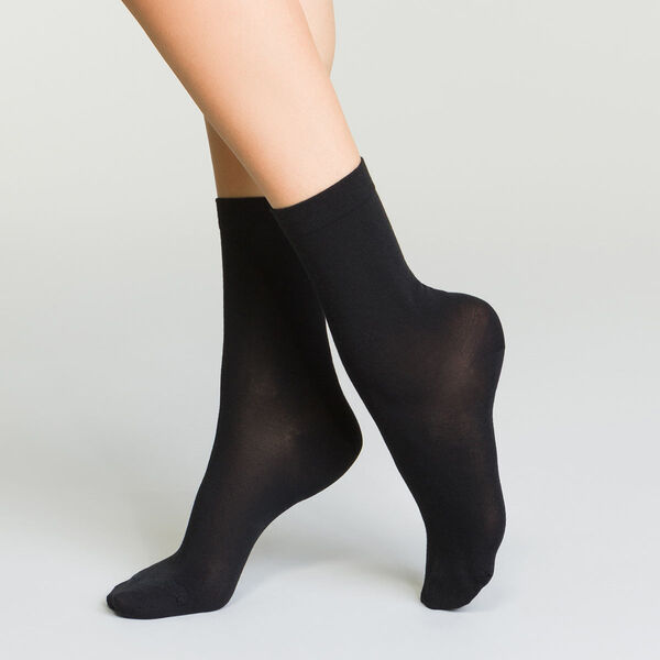 Chaussettes pour femme noir en coton; Made in Italy. – Mes