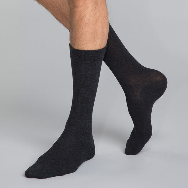 Mi-chaussettes noires Homme en coton