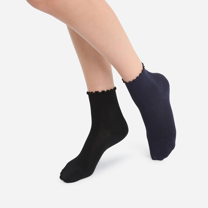 Pack 3 calcetines algodón negros lúrex, Calcetines de mujer
