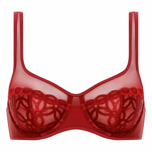 Dim red Mod wave lace underwired full cup bra