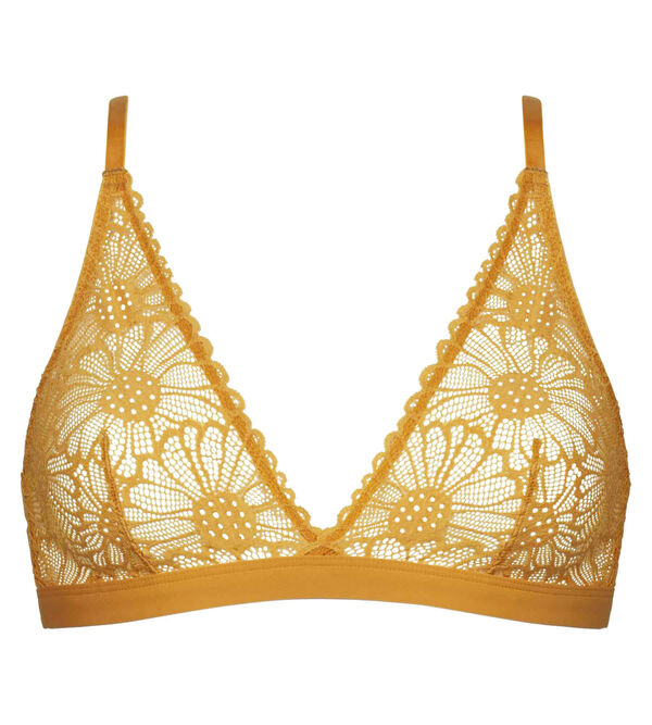 Triangle tulle and lace bra in Yellow DIM Fleur