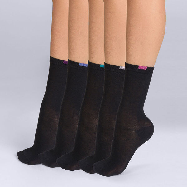 Lot de 5 paires chaussettes unies noir femme