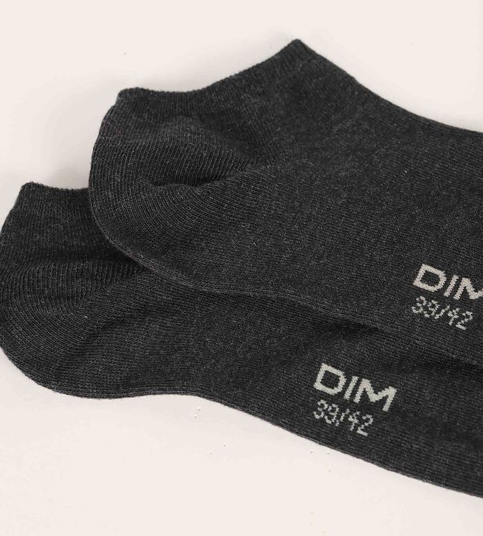 Pack of 3 Pairs of Men's Short Socks Black Dim Cotton, , DIM
