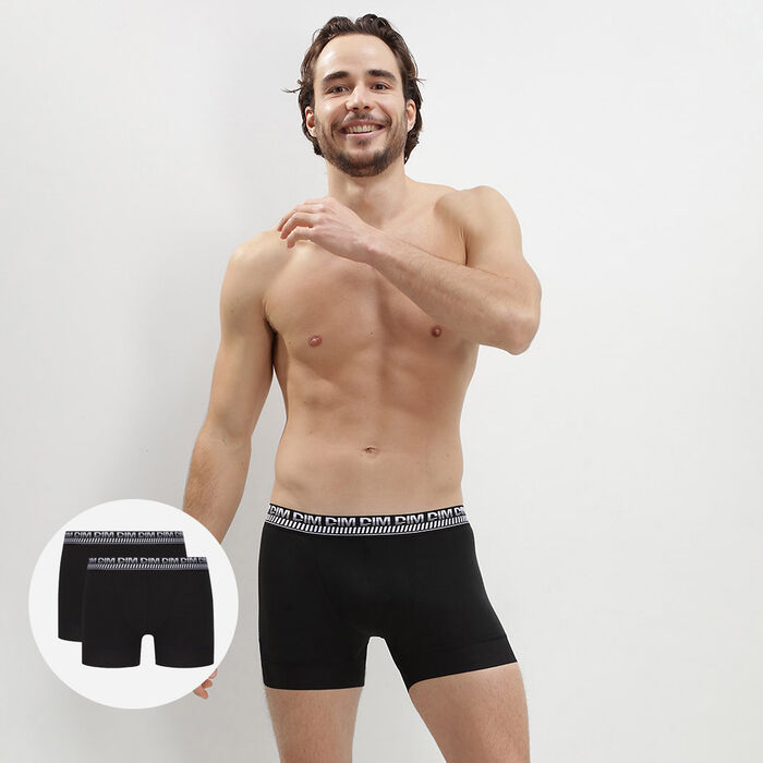 Pack of 2 men's Charcoal and Green organic stretch cotton boxers