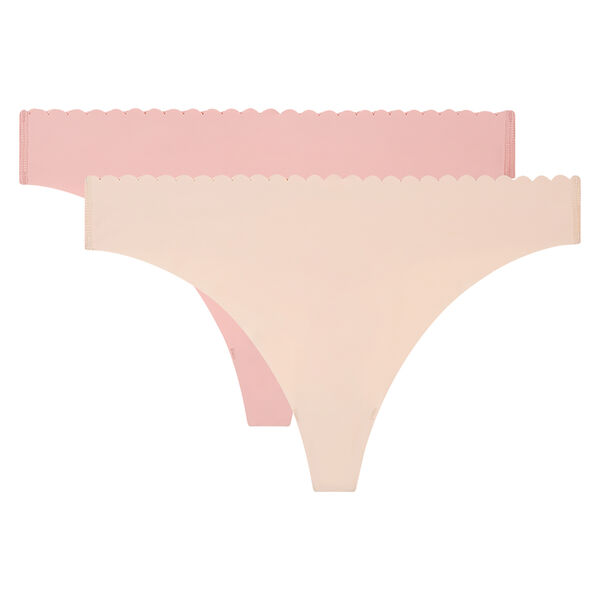 2 pack thongs creamy beige and porcelain pink Body Touch Microfiber