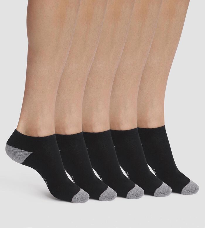 Pack de 5 pares de calcetines para hombre bajos de algodón negro EcoDim Sport, , DIM