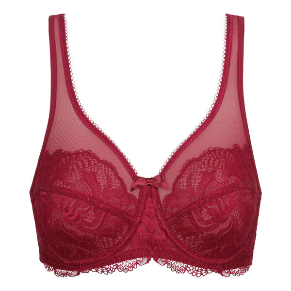 and full tulle Burgundy Generous lace Essentiel cup bra