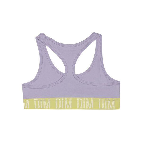 Pack of 2 girls' Purple Dim Sport stretch cotton bras with a
