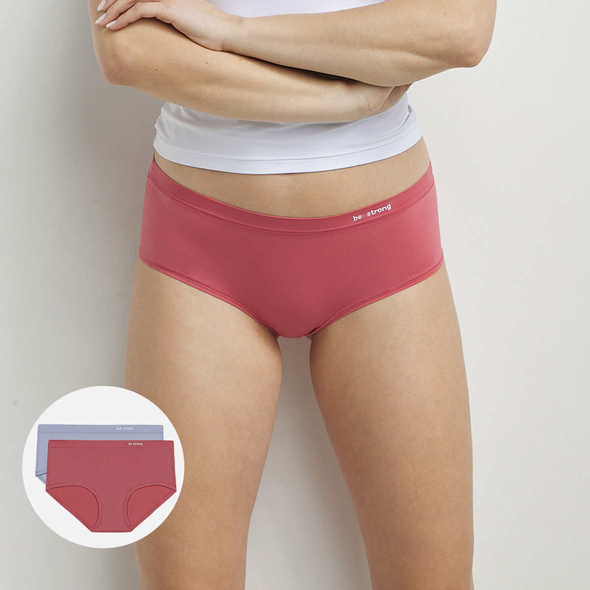 Pack of 2 second-skin shorties in cotton and nylon Pink Blue Oh My Dim's