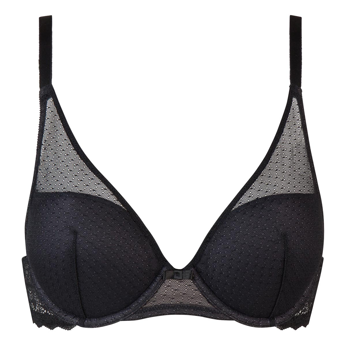 Dim Daily Glam black graphic lace push-up triangle bra