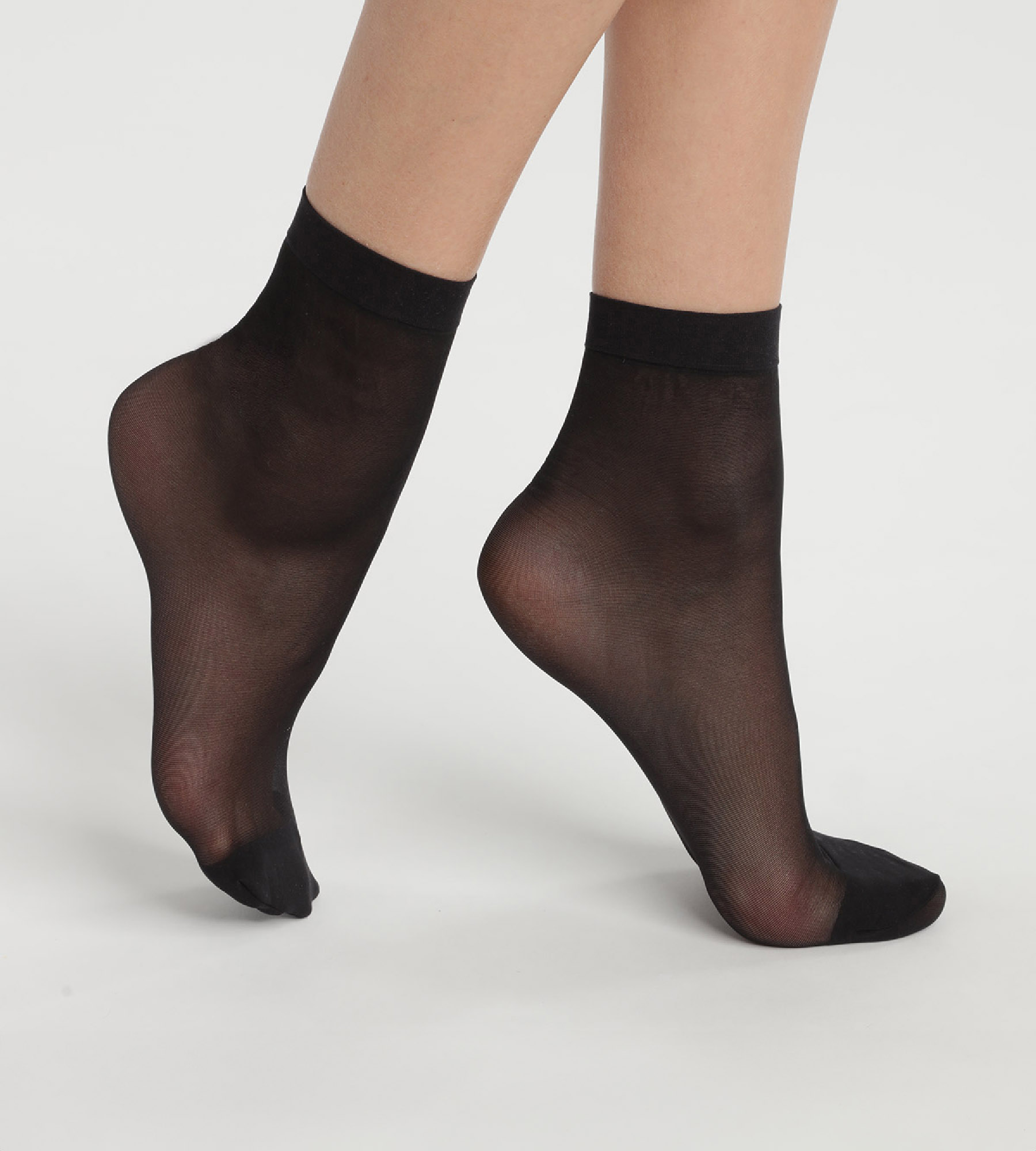 Pack of 2 Black Ultra Resist knee-high socks made of reinforced voile