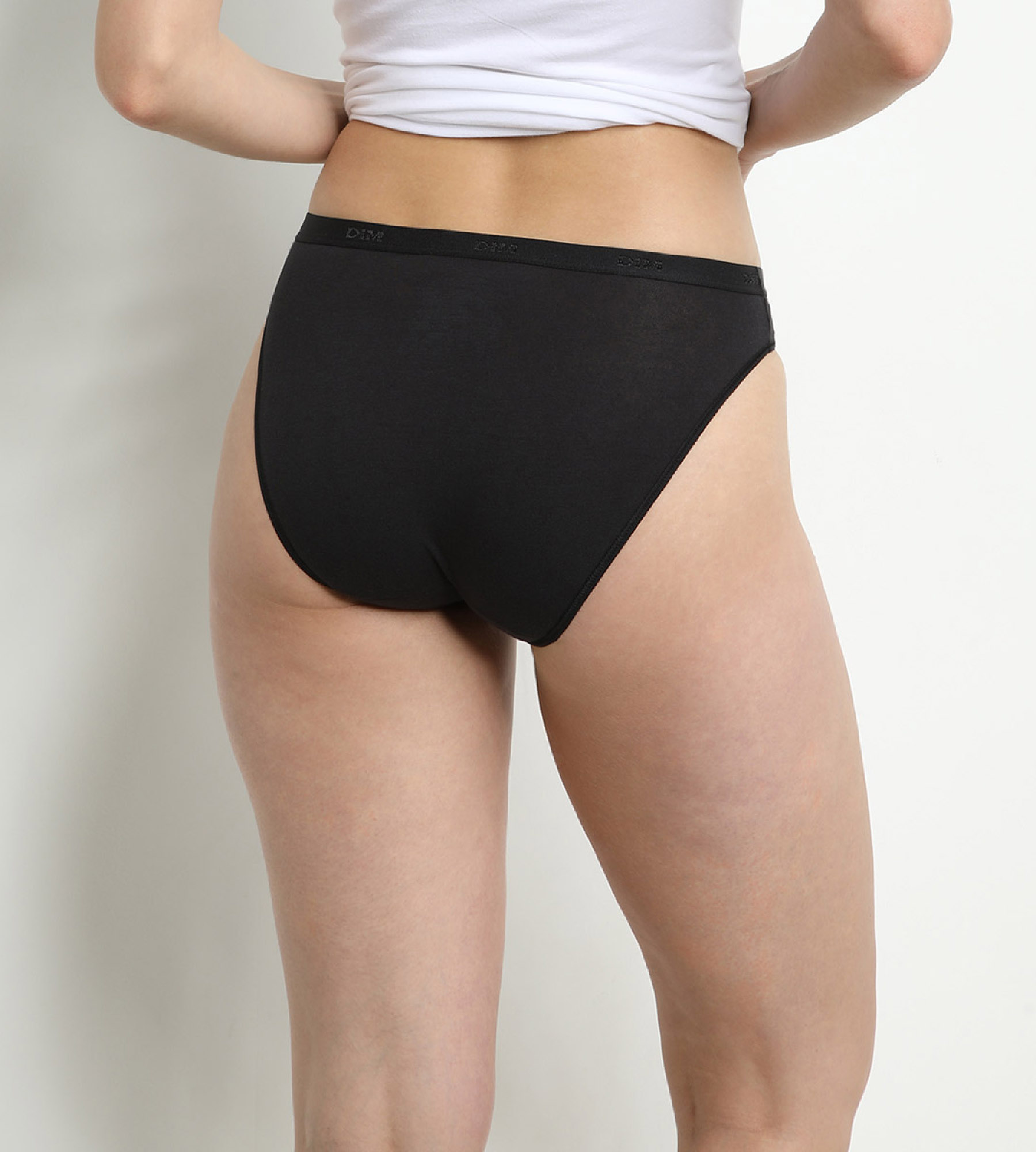 Pack of 3 pairs of Les Pockets Coton bikini knickers in black/white/grey