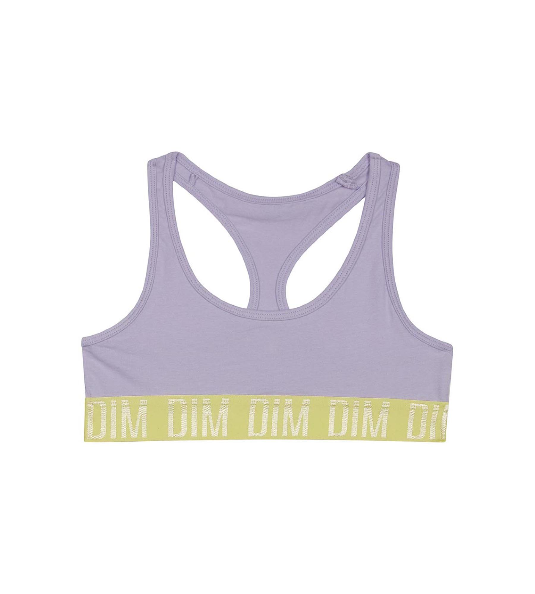 Girls' Grey Dim Sport stretch cotton bra with metallic logo