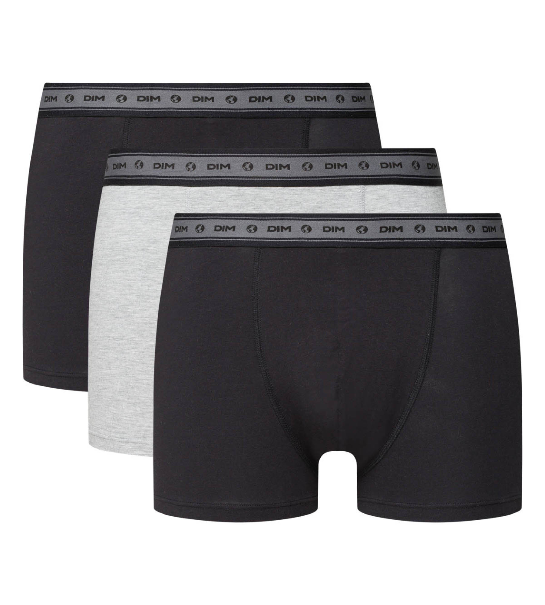 Green by Dim pack of 3 men's organic stretch cotton trunks in black and ...