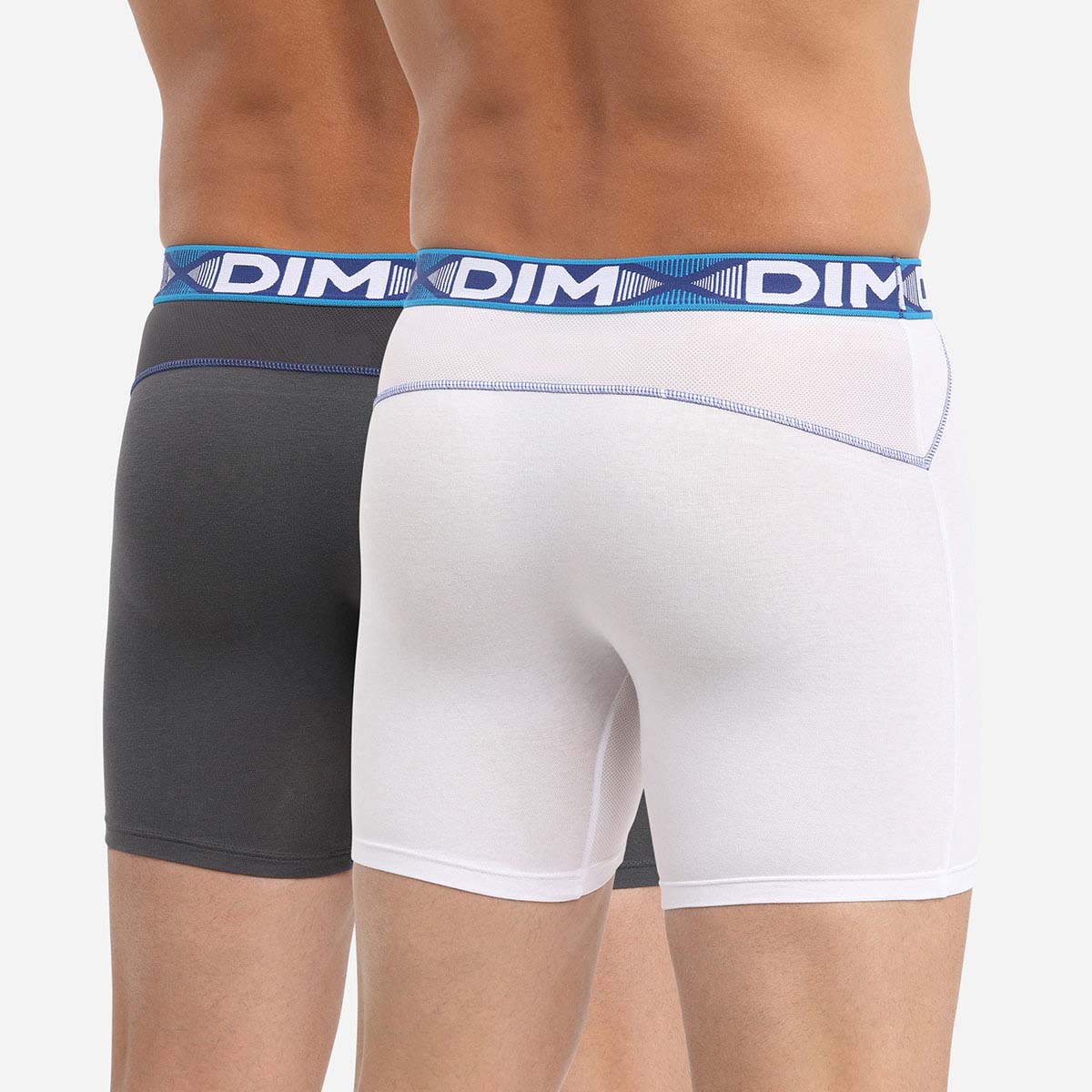 Pack of 2 pairs of 3D Flex Air long trunks in white and lead grey