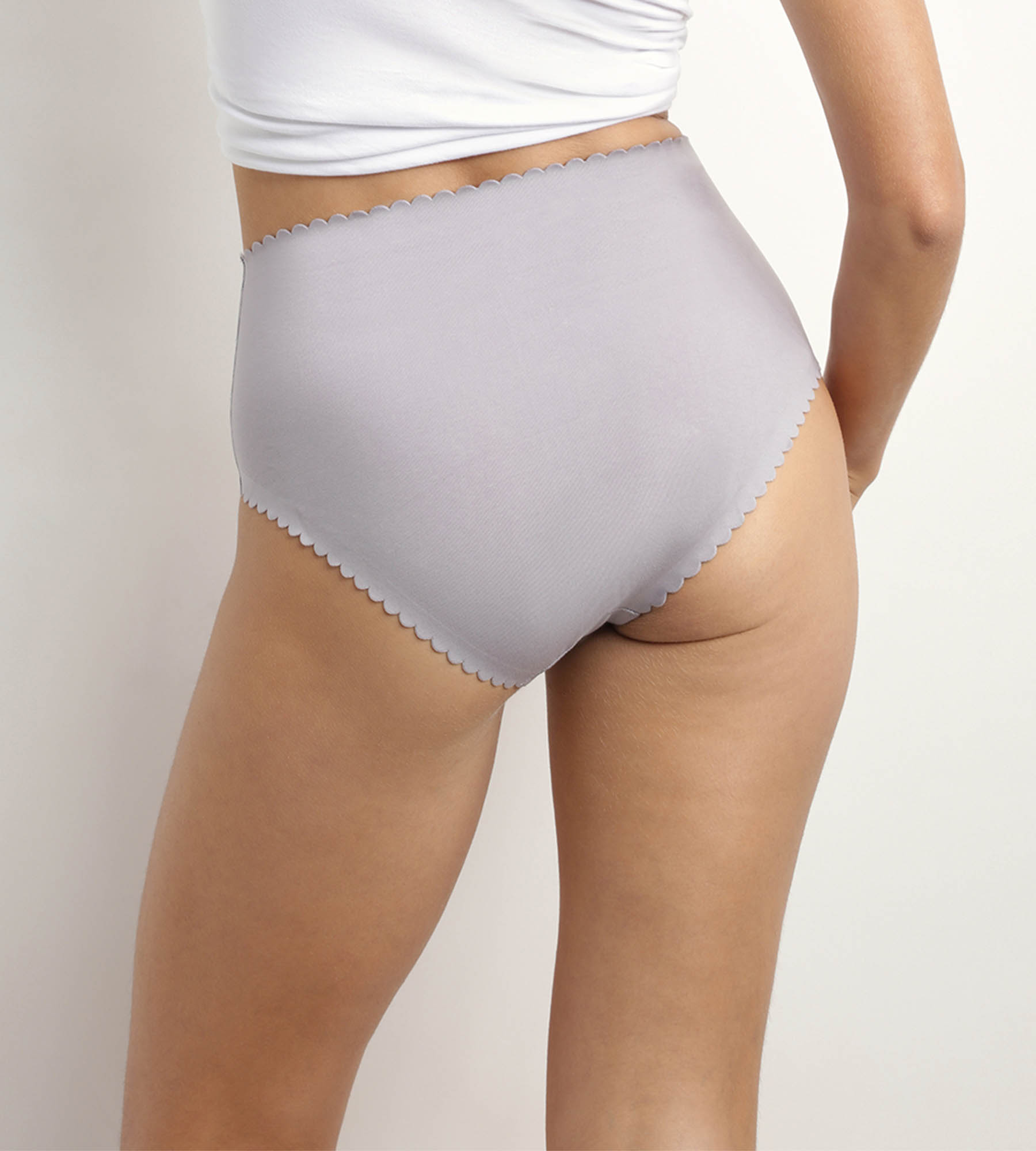 High-waisted narrow-sided cotton brief - White - (2-white