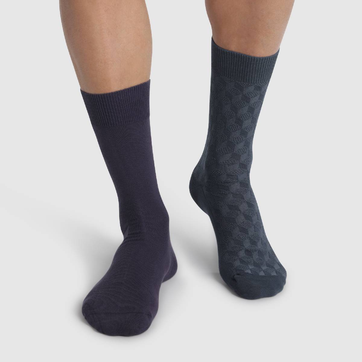 2 pack Astro Blue and Turquin Blue men's calf socks Cotton Style