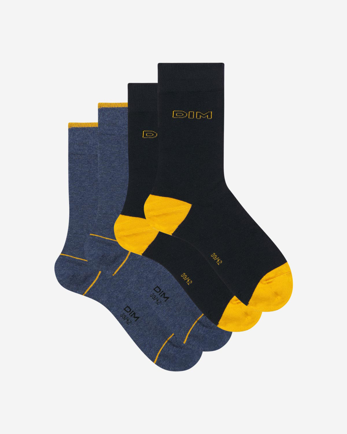 Pack of 2 pairs of men's navy cotton style 3D effect socks